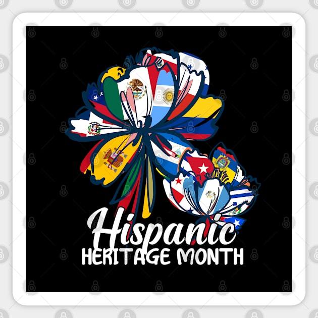 Hispanic Heritage Month Latino Countries Flags Proud Spanish Speaking American For Women, Men Sticker by dianoo